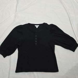 Time And Tru Black 3/4 Sleeve Top Sz 8-10